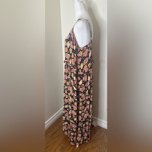 Loft Beach Floral Ruffle Tiered Maxi Dress Coverup Size XL - Picture 7 of 9